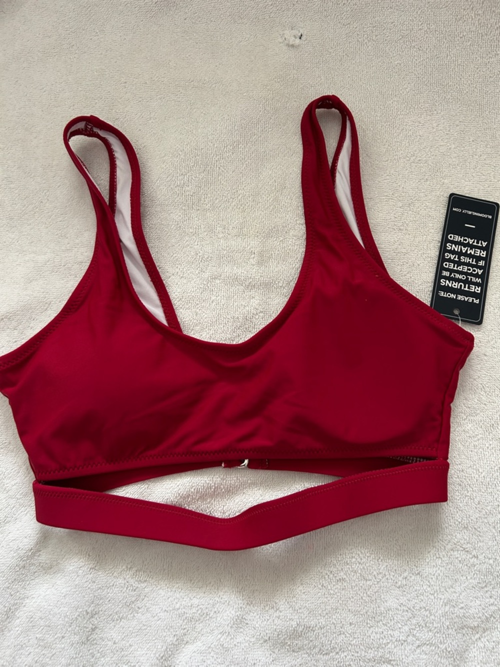 Women’s Red Bikini Top with Double-Strap Detail